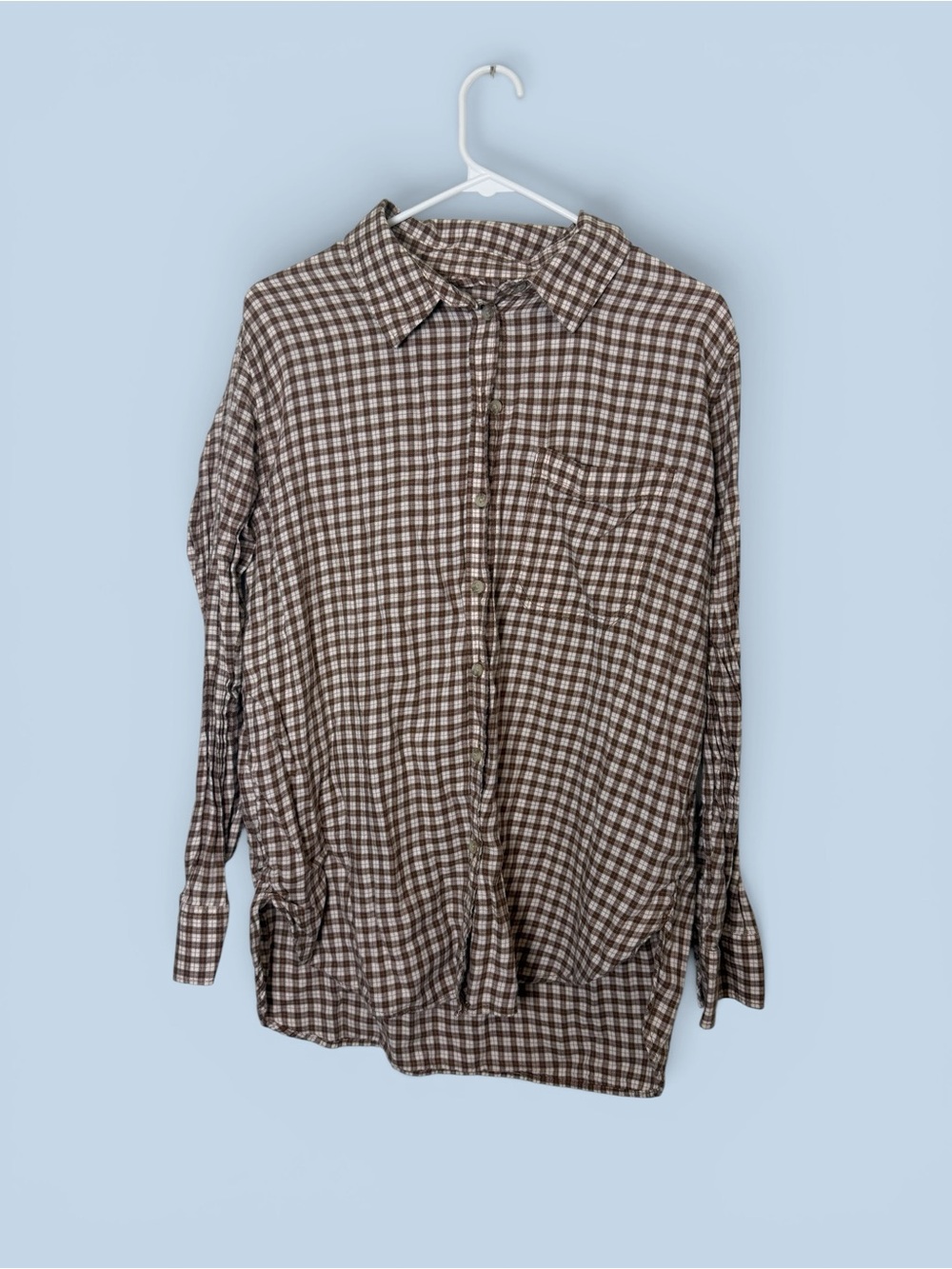 American Eagle Brown Check Button-Up Shirt/Flannel